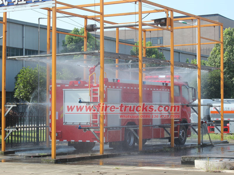 HOWO firefighting truck test at factory