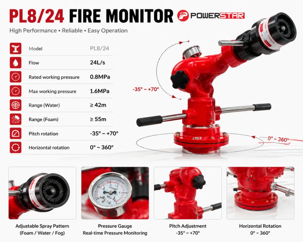 ISUZU 4x4 PL824 Fire Monitor Flow 24Ls Detail for Factory Fire Fighting Philippines