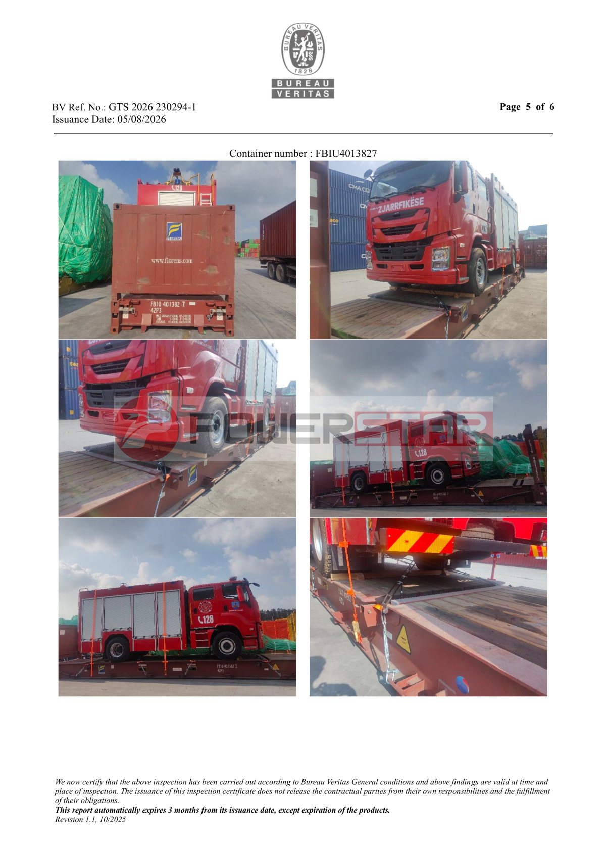 FIRE TRUCKS Lashing and securing inspection survey supervision FIRE TRUCKS Lashing and securing inspection survey supervision